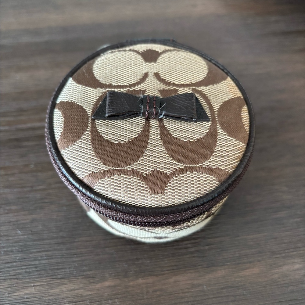 New Coach Brown Travel Jewelry Holder with mirror